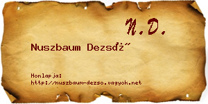 Nuszbaum Dezső névjegykártya